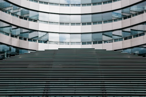 Modern aluminum facade with sleek glass panels on a commercial building