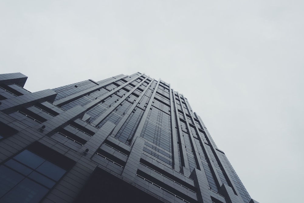 Fotografía de vista de gusano de un edificio negro