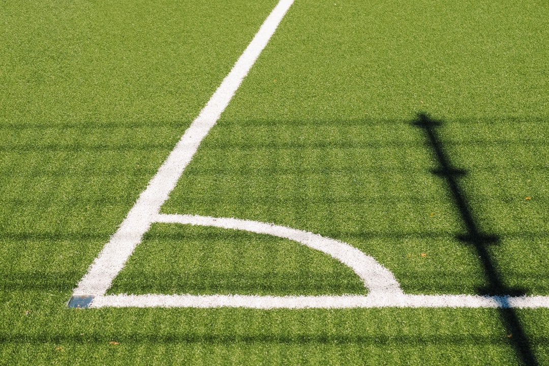 white sports lined, Soccer field turf corner