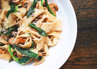 pasta dish on white plate