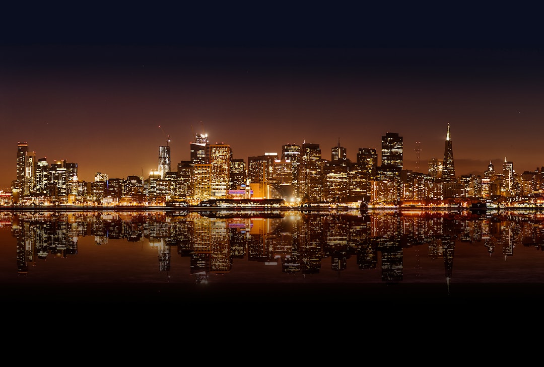 aerial view of buildings during night time