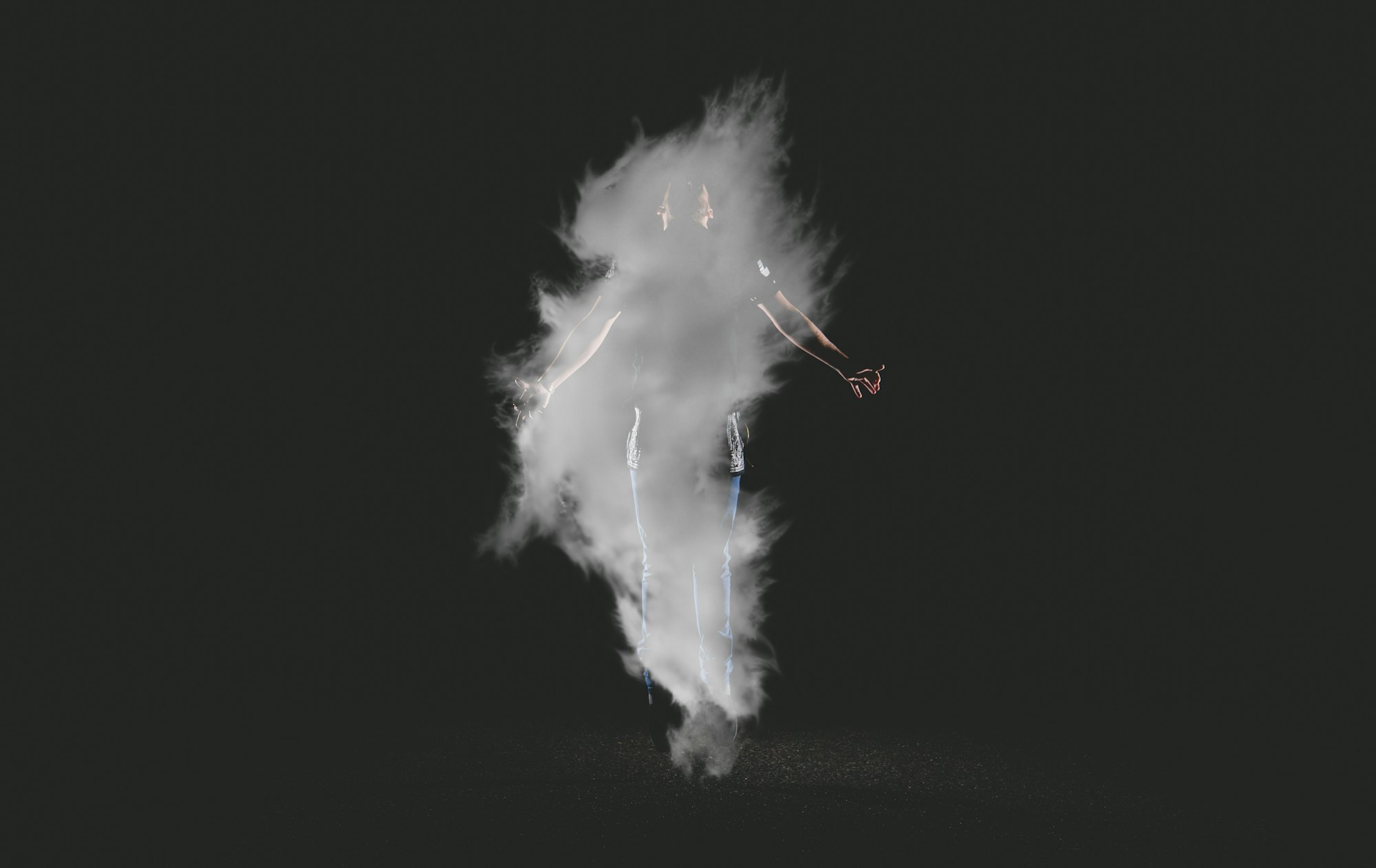 Person in smoke cloud