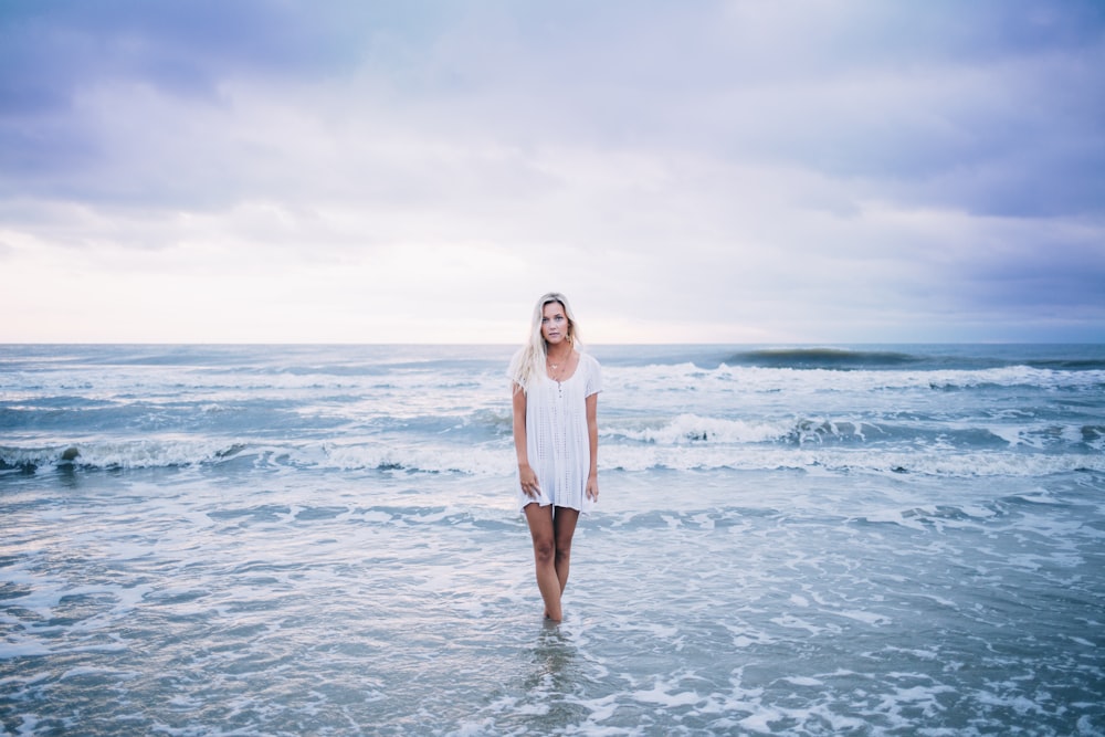 woman standing at sea