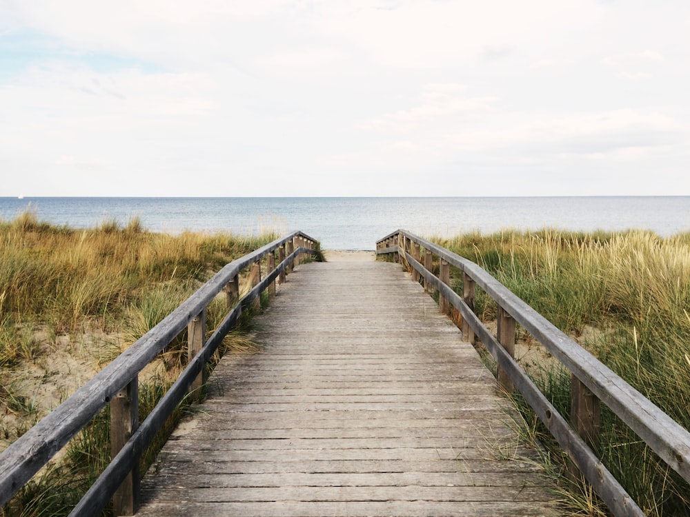 photo of gray wooden bridge