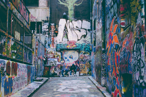 Bold street art style mural as inspiration for sneaker art