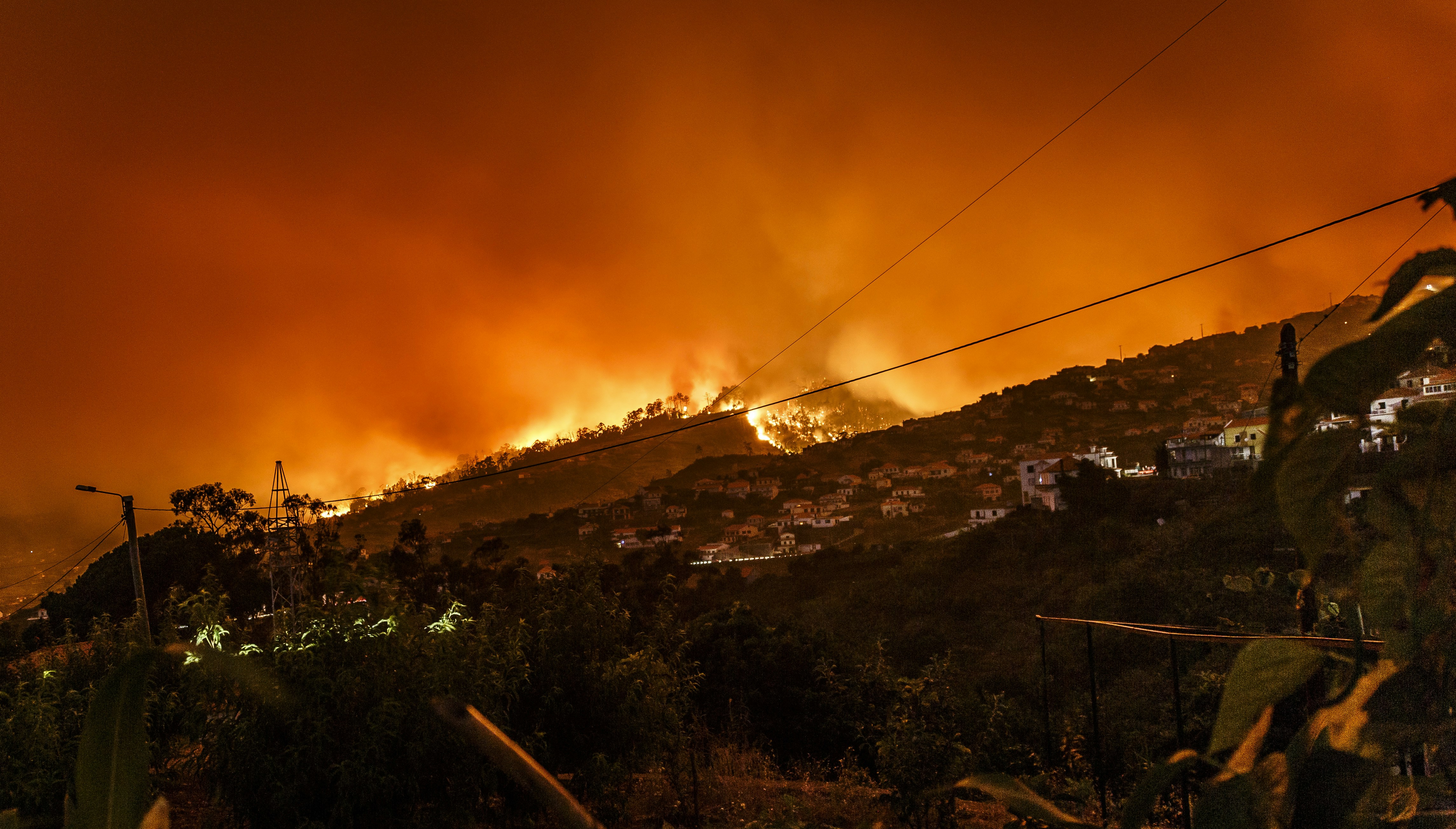 burning building at nighttime
