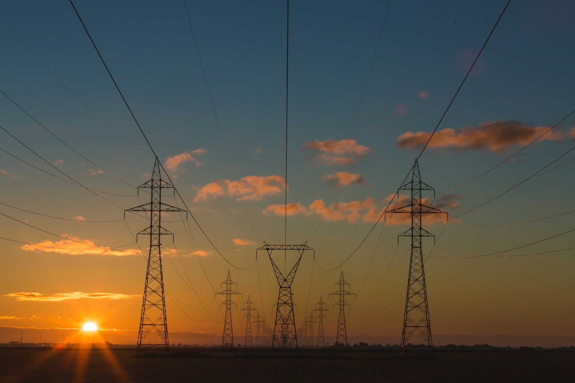 Wind turbines at sunset