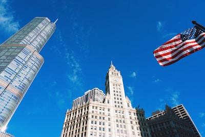 Skyline of a stable U.S. city with clear blue skies.