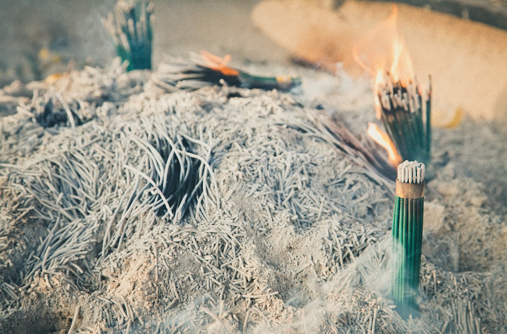 green incense burning