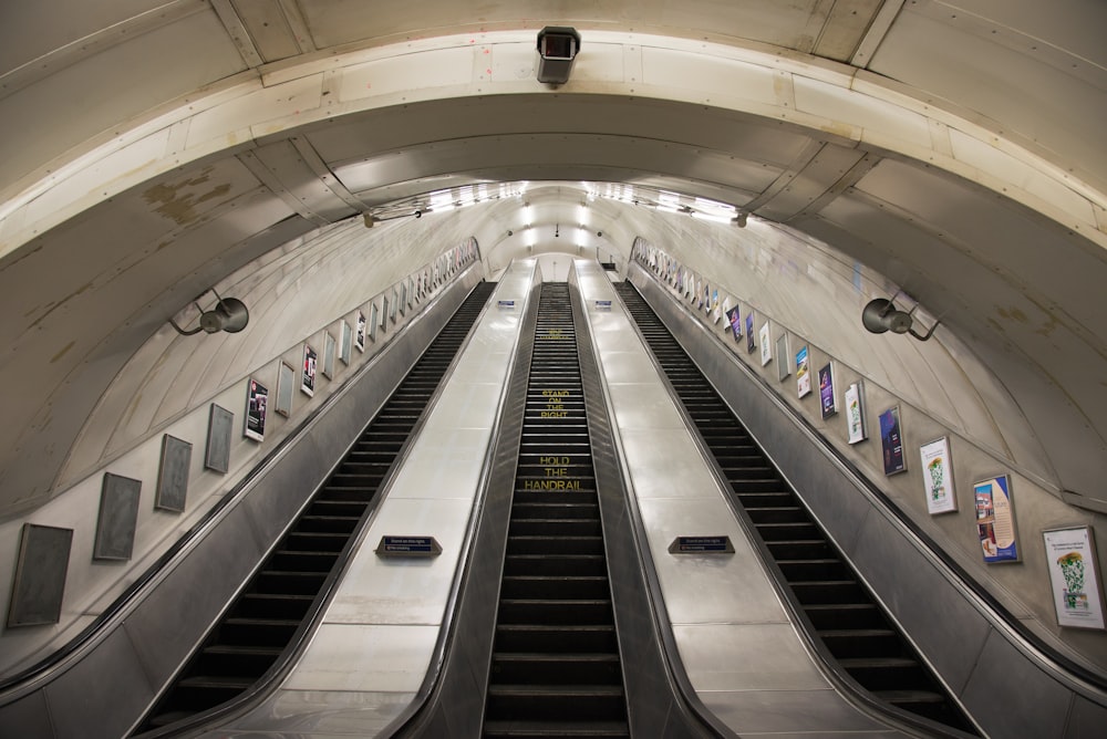 worm's eye view of escalator