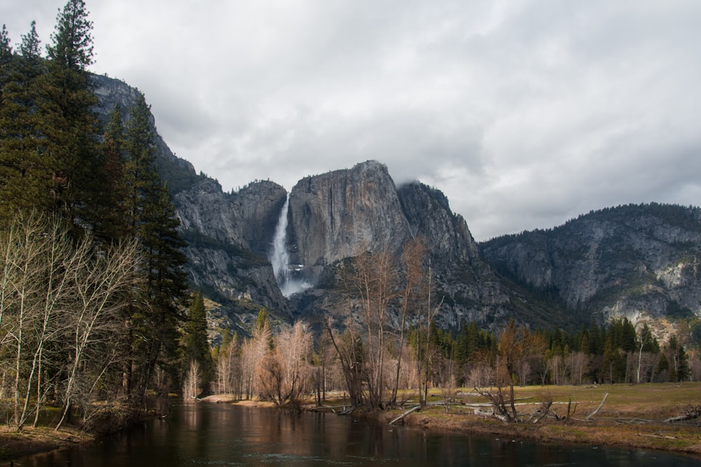 landscape photography of river along mountain