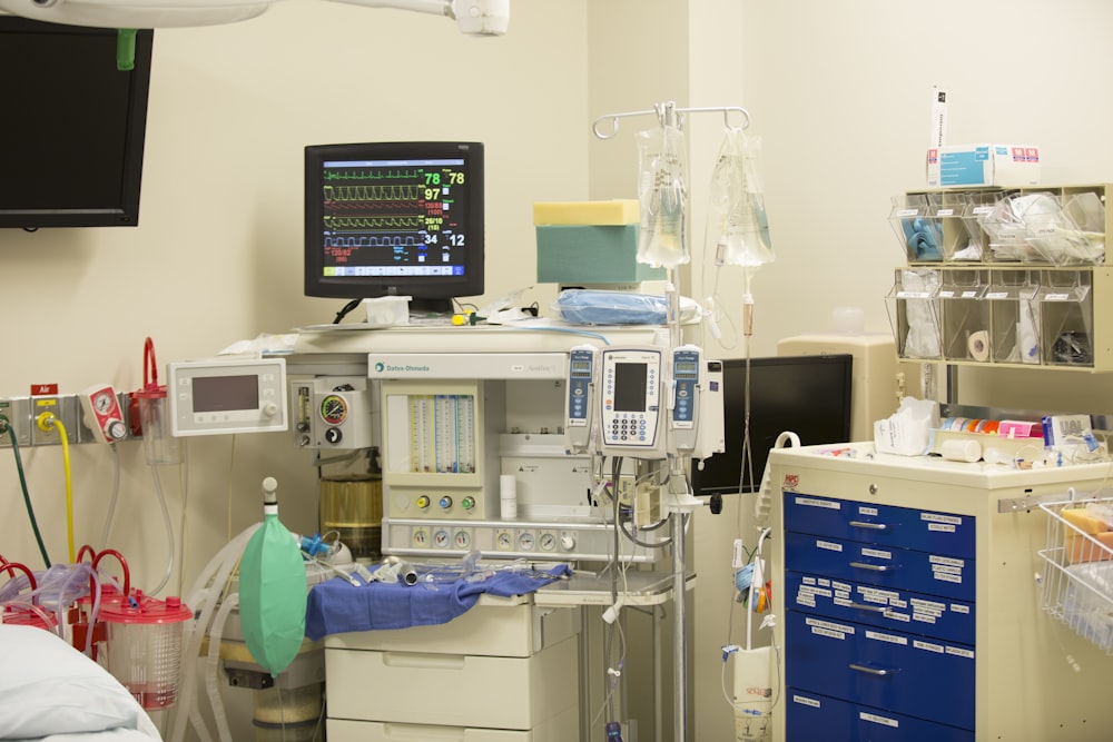 Medical equipment and a computer.