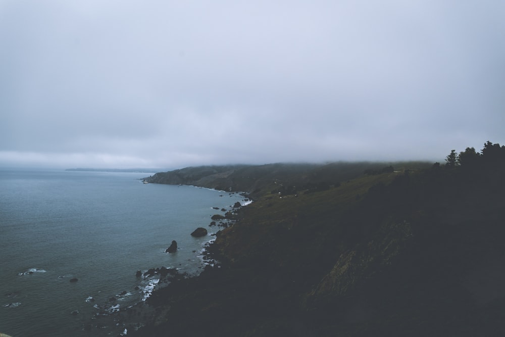 aerial photography of body of water