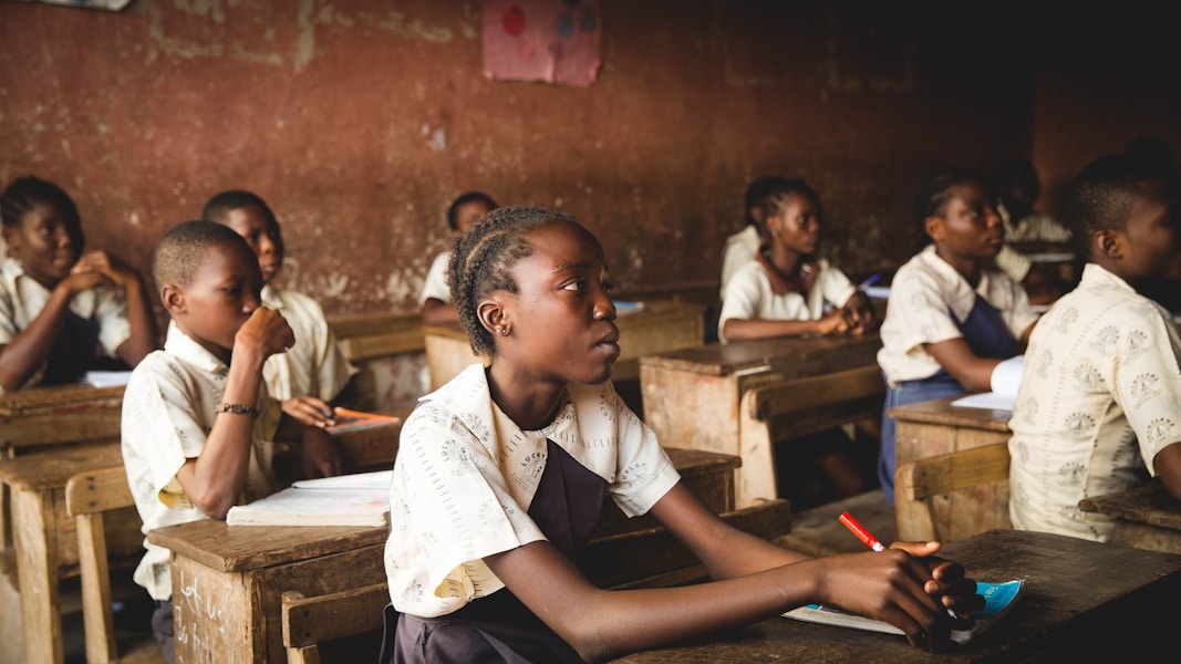 Schoolchildren in classroom, Port Harcourt Nigeria