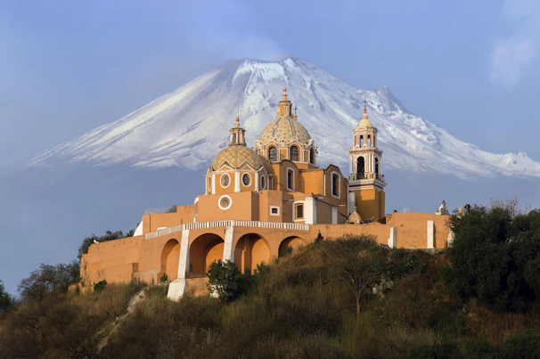 aerial photography of orange cathedral