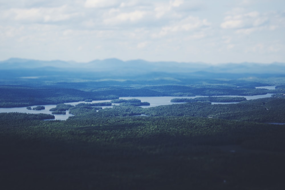 aerial view of foggy mountain