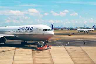 whgite United plane on park