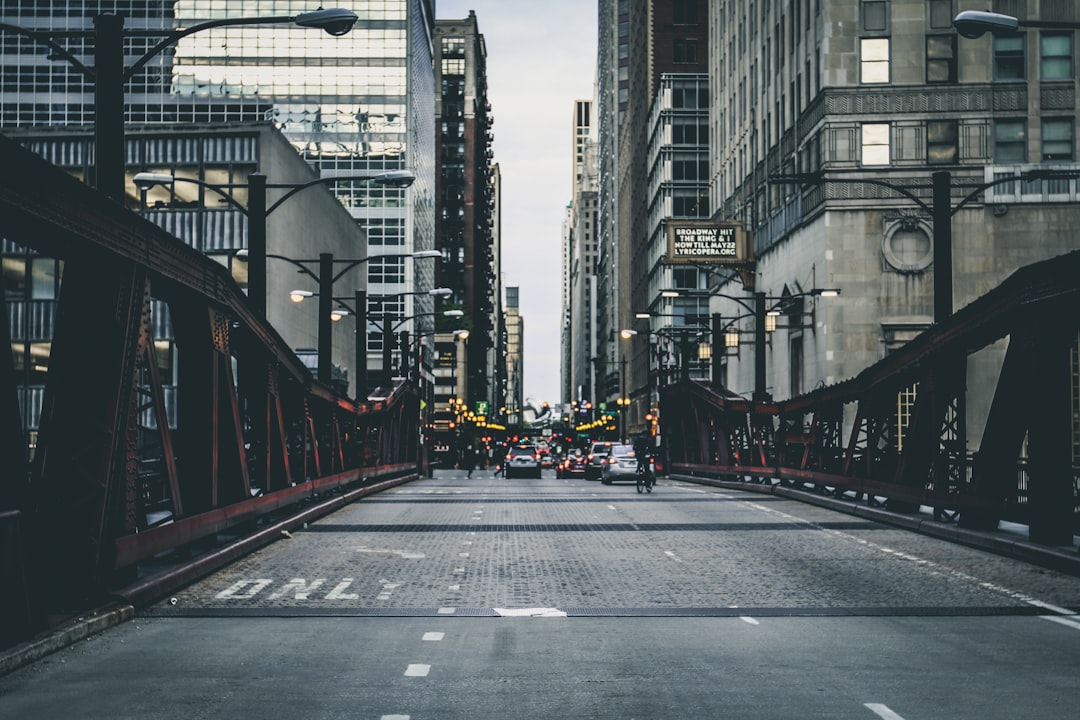 cars on gray floor near buildings, Chicago intersection