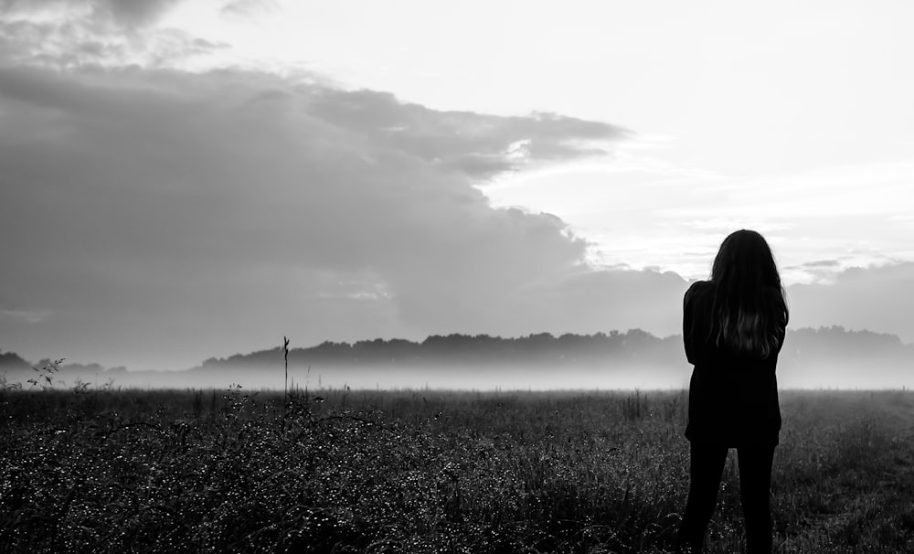 grayscale photo of woman