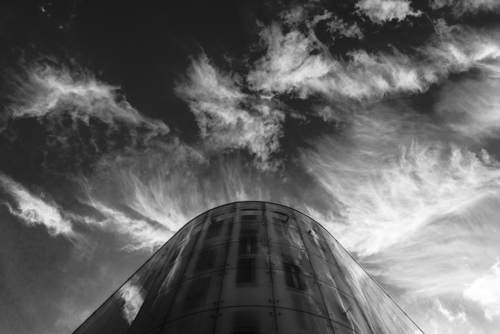 grayscale photo of silo