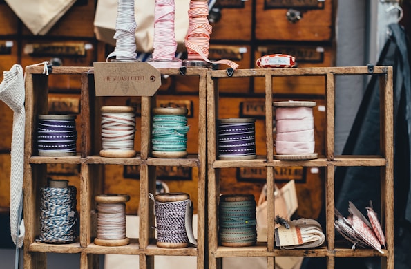 assorted threads on rack