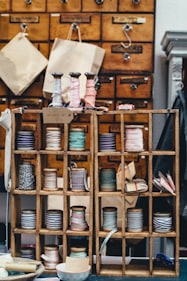 assorted threads on rack