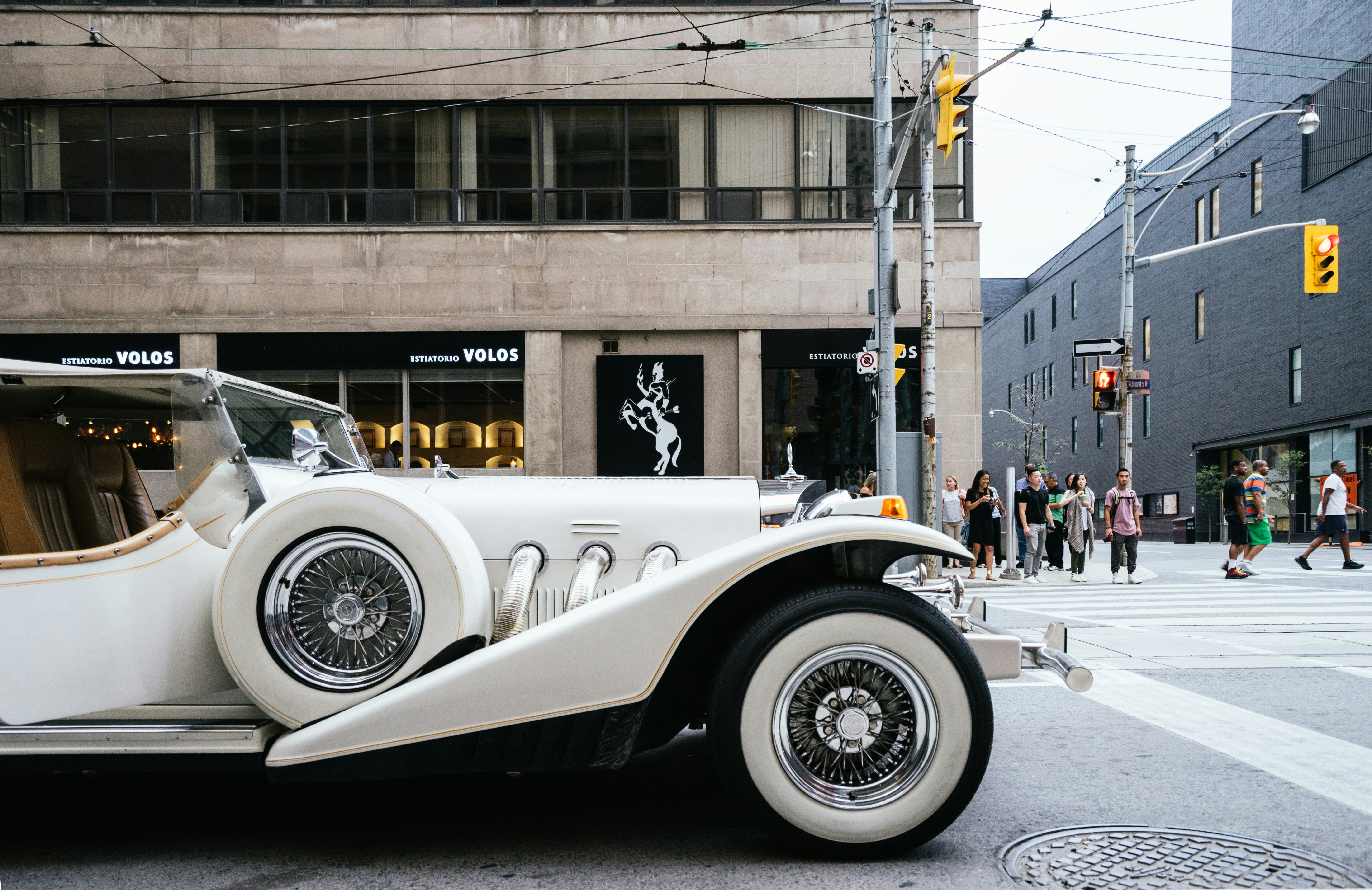 White vintage luxury car
