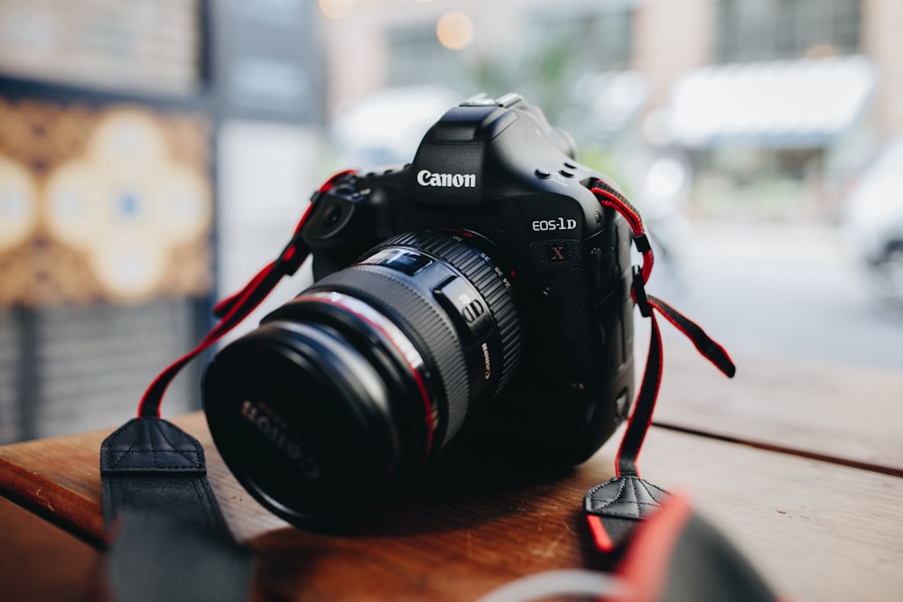 Canon camera on table