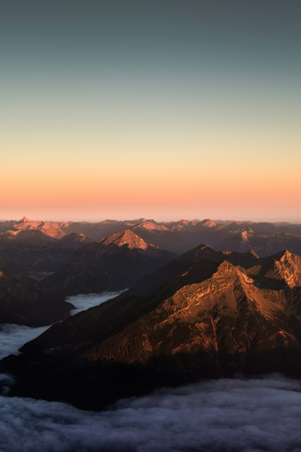 aerial photography of mountains