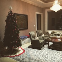 Cozy, elegantly decorated living room of a luxury holiday home with plush furnishings.