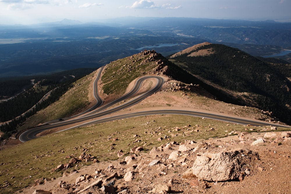 aerial photography of winding road