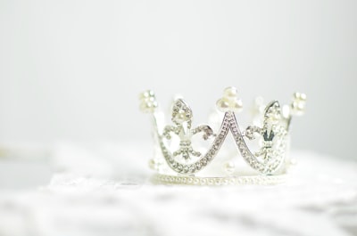 shallow photography of silver-colored crown pageant google meet background