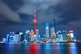 architectural photograph of lighted city sky