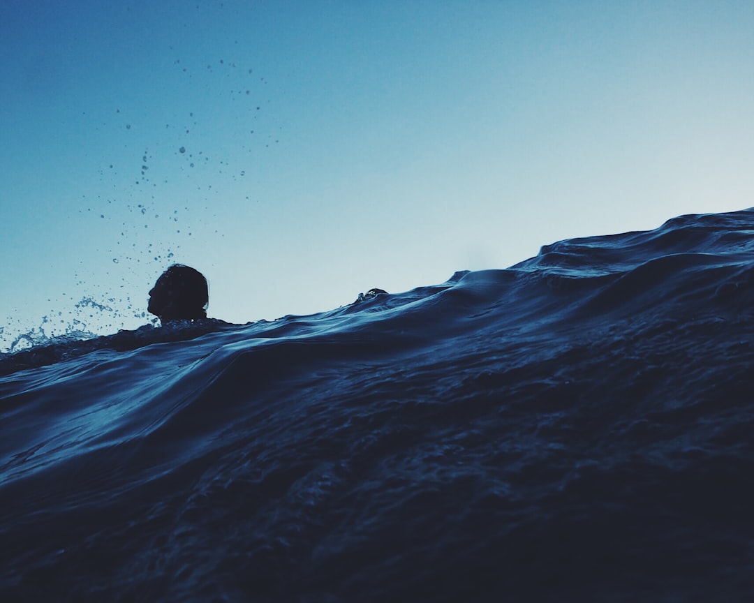 silhouette photography of person on body of water,