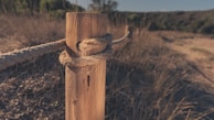 A close-up of a sturdy post being secured into the ground.