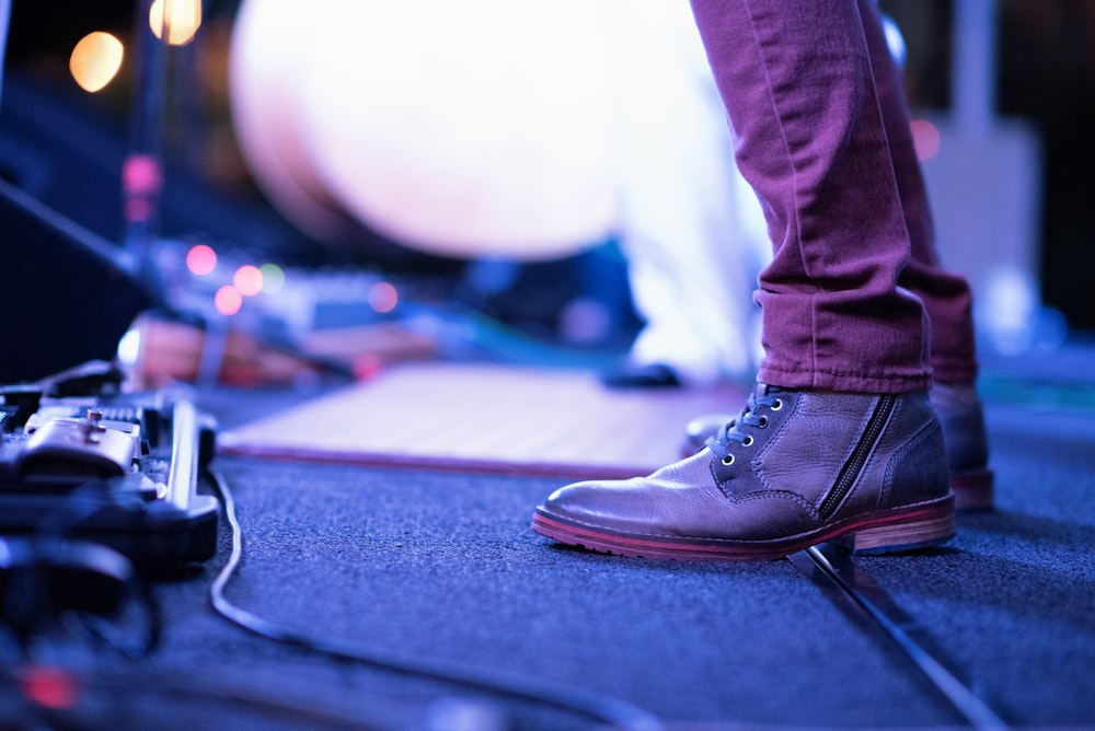 pair of brown leather shoes