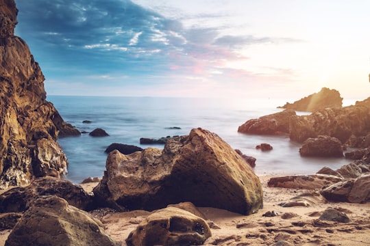 huge rock near beach in Santa Monica Mountains National Recreation Area United States