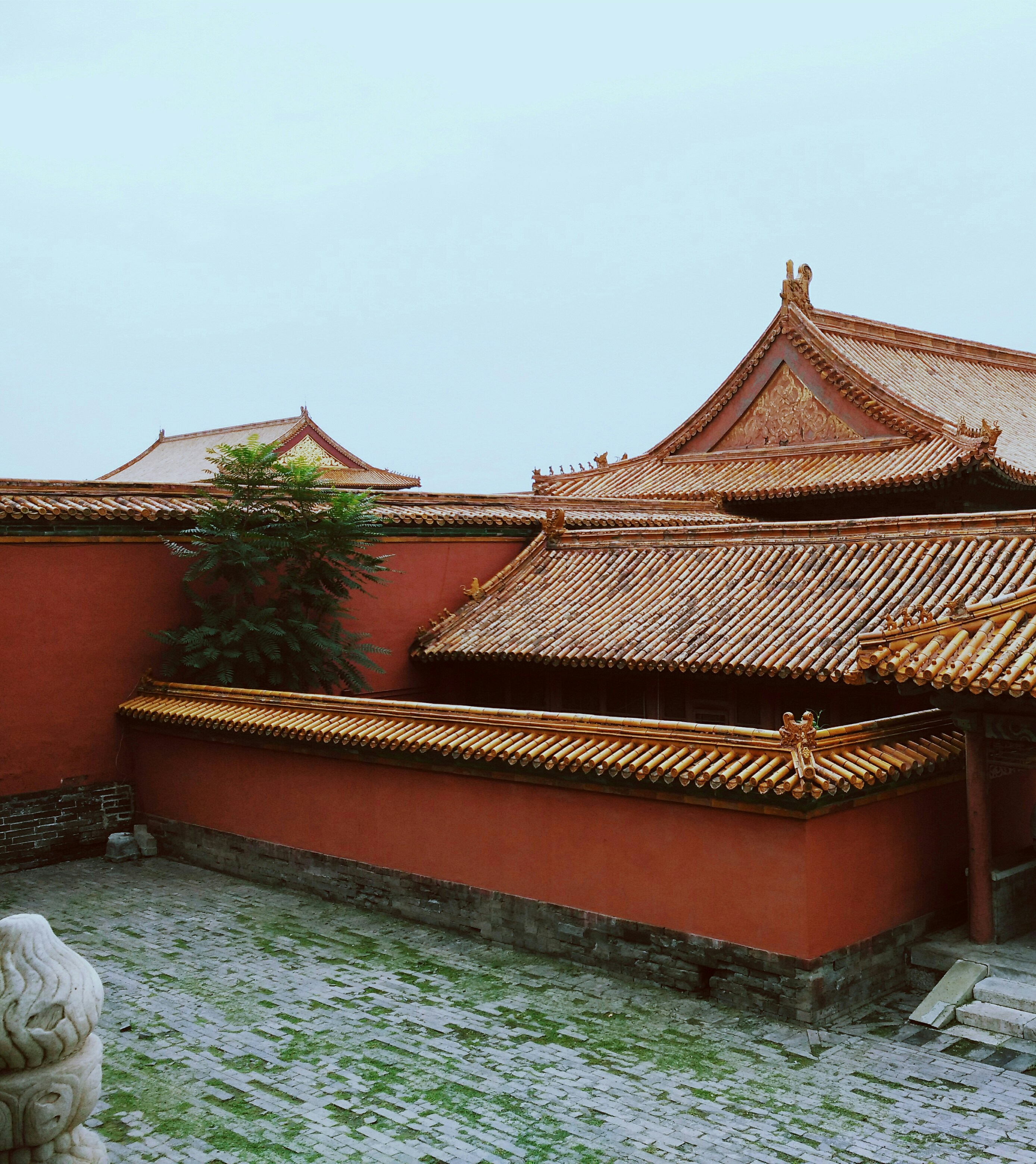 Asian temple with brick yard