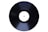 A black vinyl record with a plain white label in the center is displayed at a slight angle against a white background.