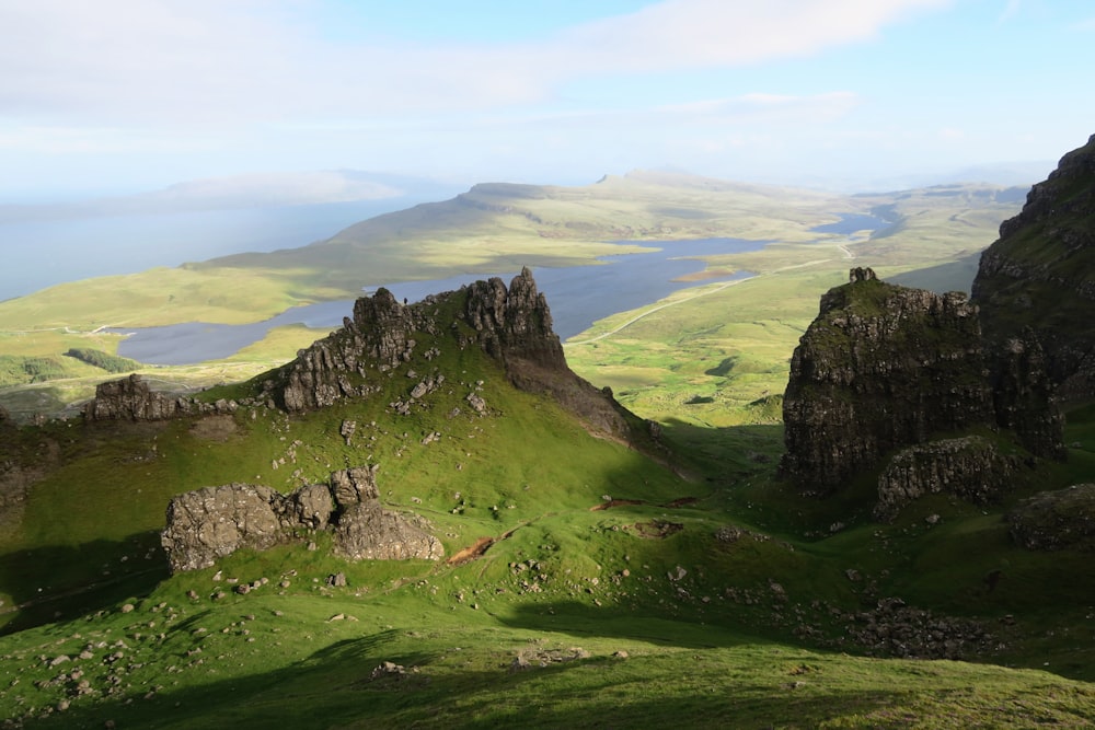 landscape photography of green mountains