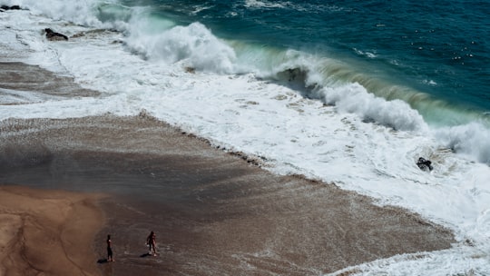 two person on seashore facing ocean waves in Point Dume State Beach United States