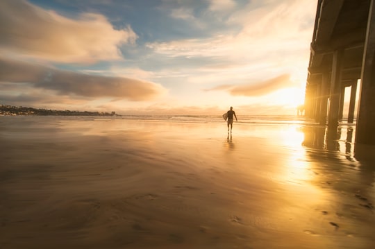 person walking under bridge in San Diego United States