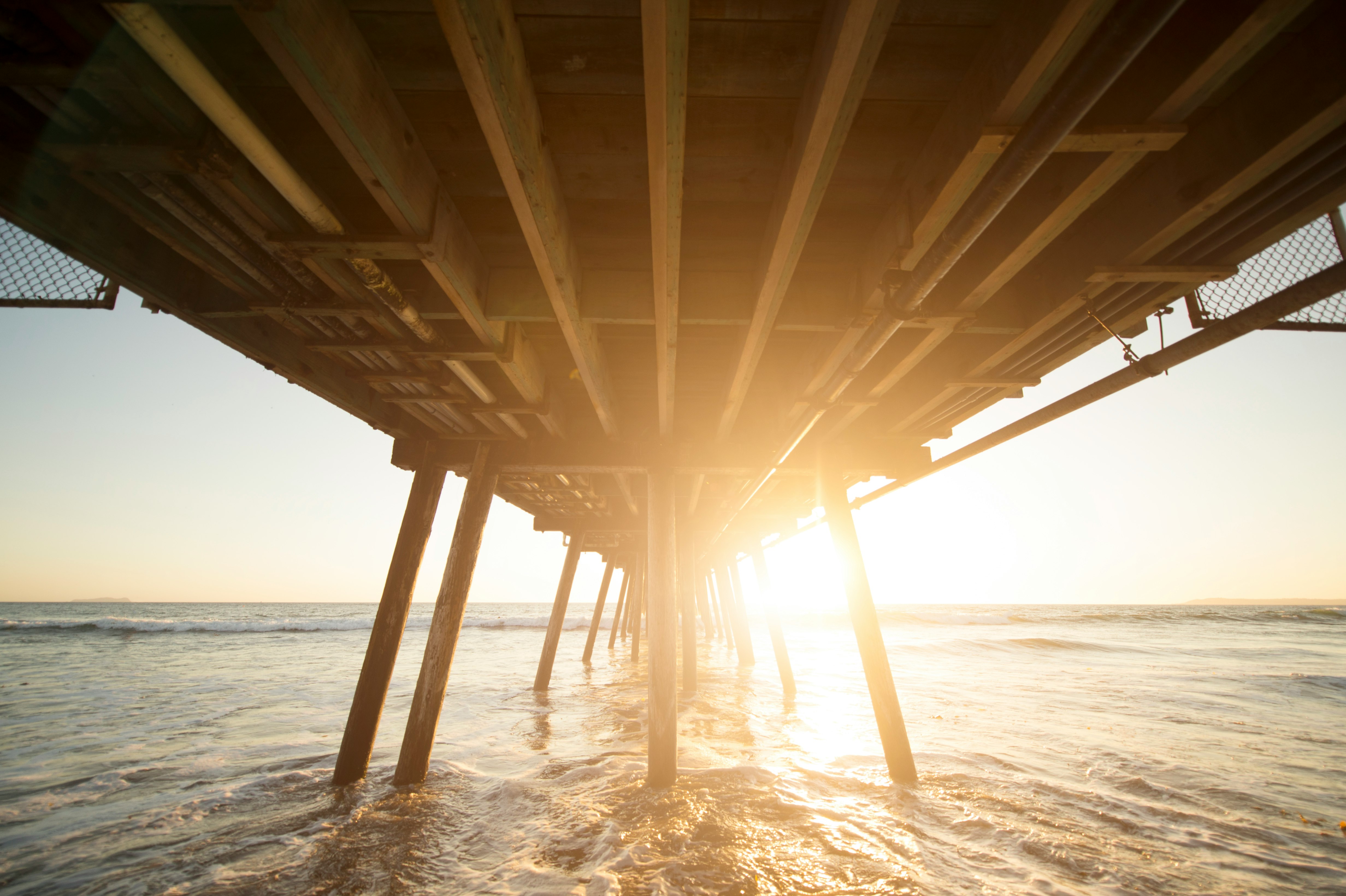 architectural photography of wooden bridge