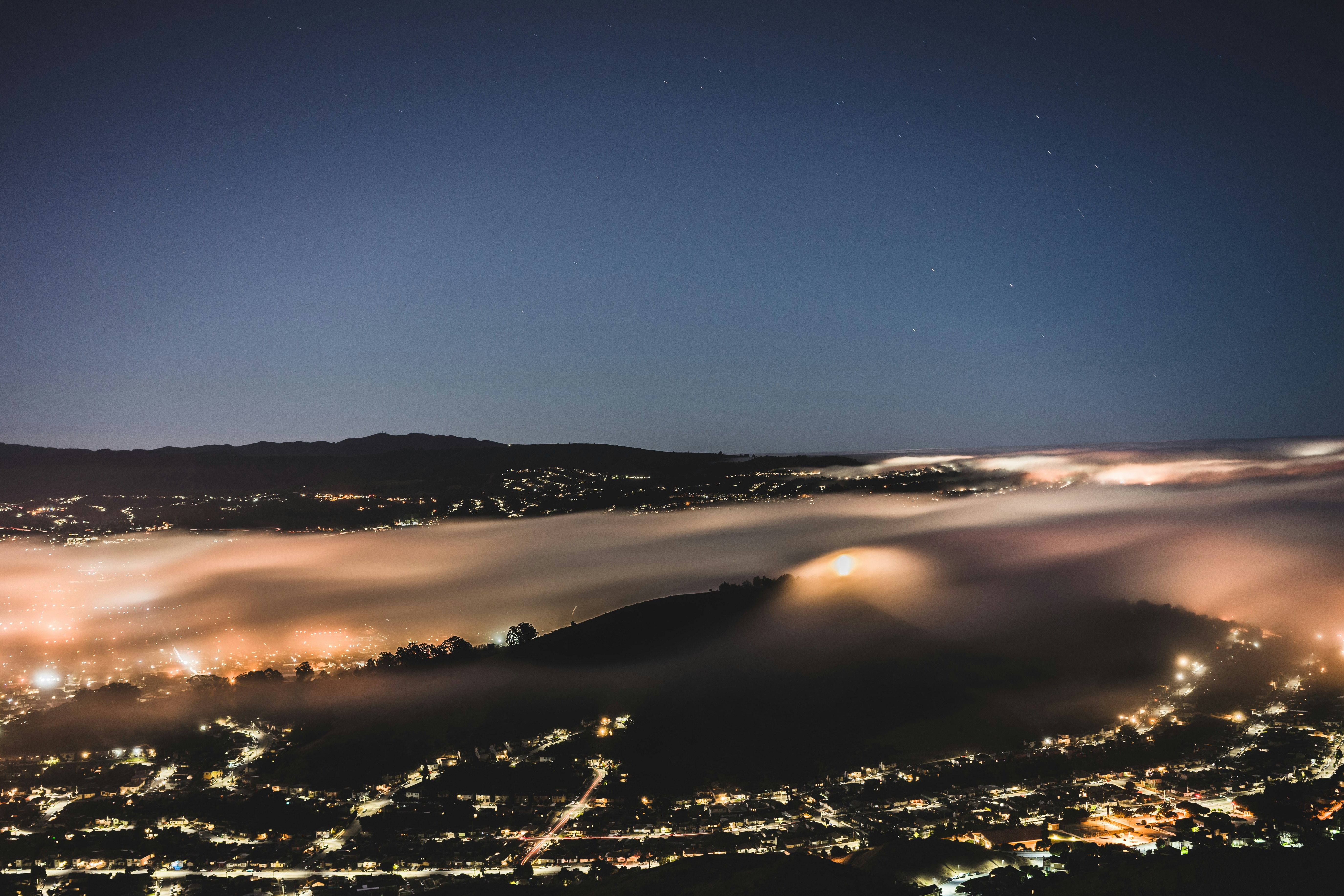 aerial shot of city lights during nighttime