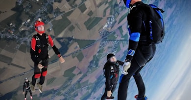 aerial photography of three people skydiving meaningful experiences