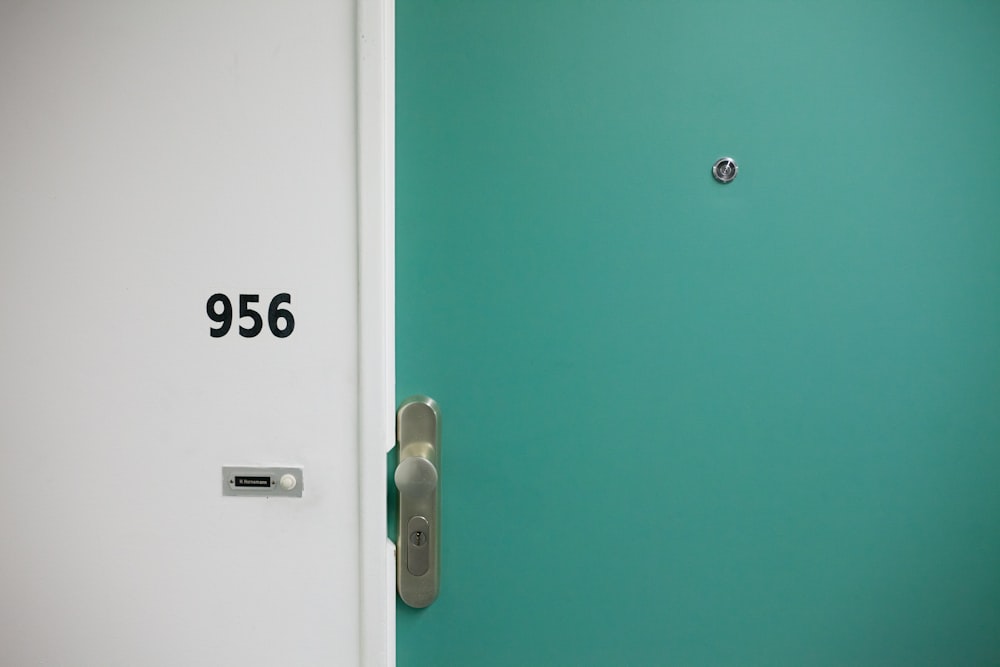 green wooden door