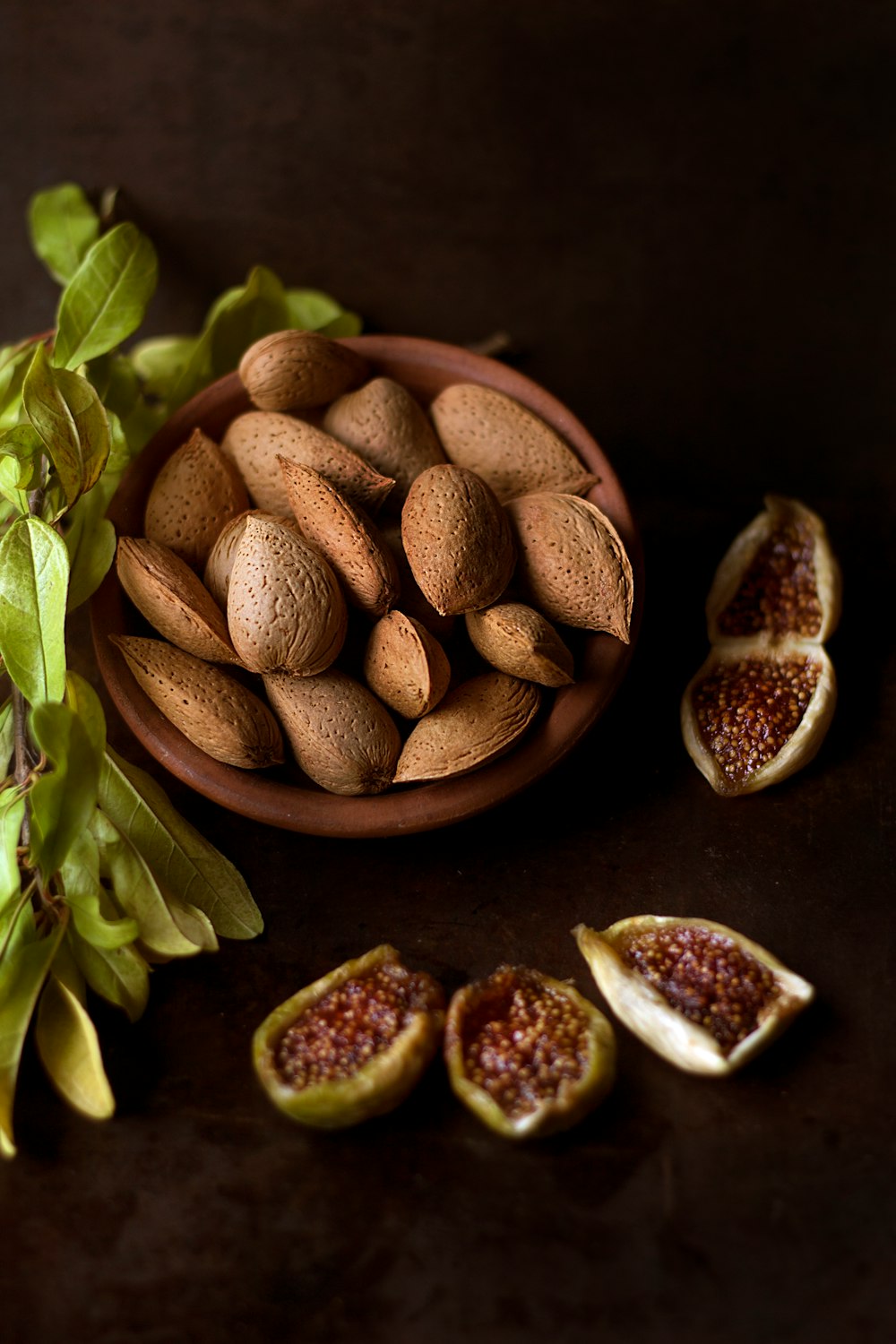 brown ceramic pot with nuts