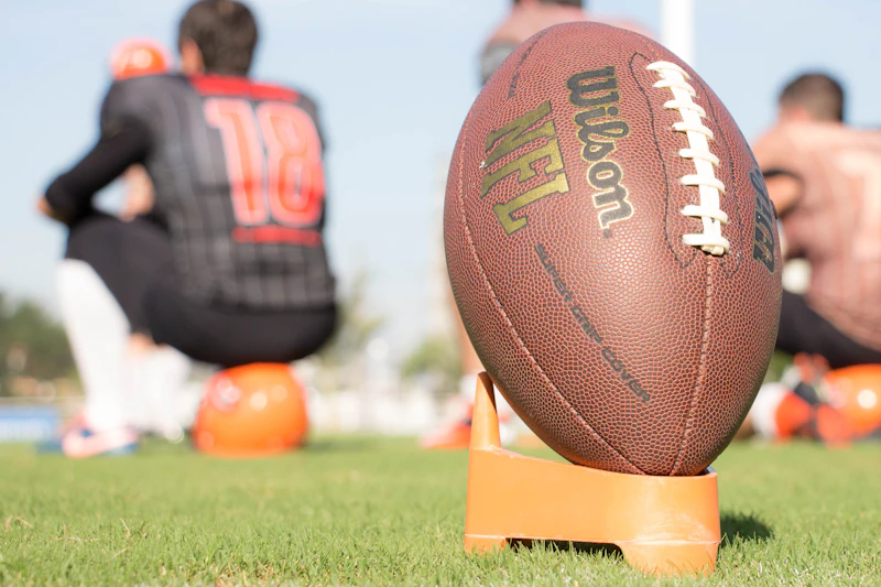 Football on a kicking tee