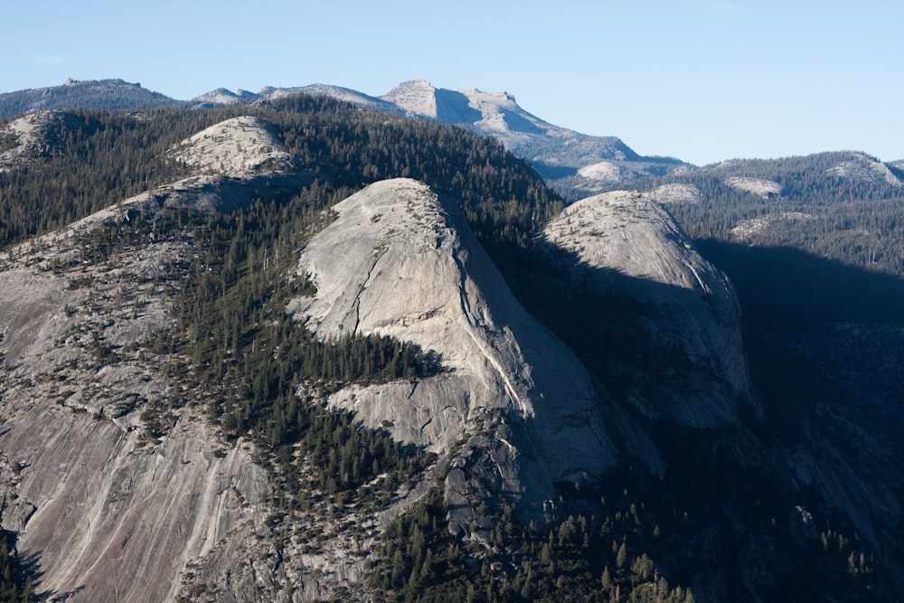 aerial photography of folding mountain with trees at daytime
