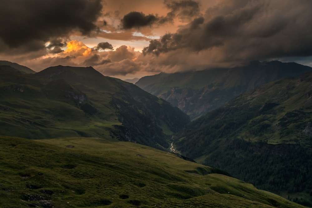 valley under cloudy sky